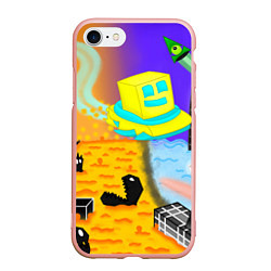 Чехол iPhone 7/8 матовый Geometry Dash RobTop Z, цвет: 3D-светло-розовый