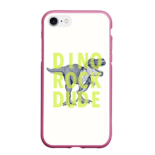 Чехол iPhone 7/8 матовый DINO ROCK DUDE / 3D-Малиновый – фото 1