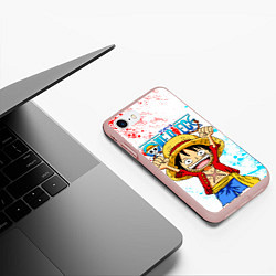 Чехол iPhone 7/8 матовый ONE PIECE ВАН ПИС GLITCH, цвет: 3D-светло-розовый — фото 2