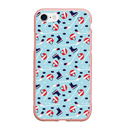 Чехол iPhone 7/8 матовый Hockey Pattern, цвет: 3D-светло-розовый