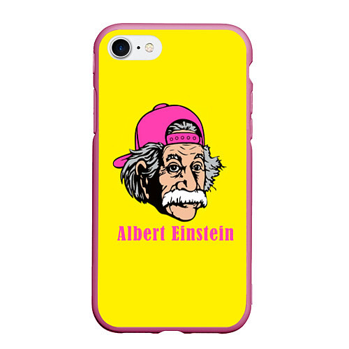 Чехол iPhone 7/8 матовый Albert Einstein / 3D-Малиновый – фото 1