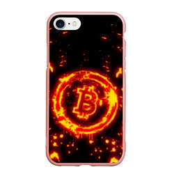 Чехол iPhone 7/8 матовый BITCOIN БИТКОИН ОГОНЬ, цвет: 3D-светло-розовый