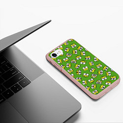 Чехол iPhone 7/8 матовый Смайлы Лягушки, цвет: 3D-светло-розовый — фото 2