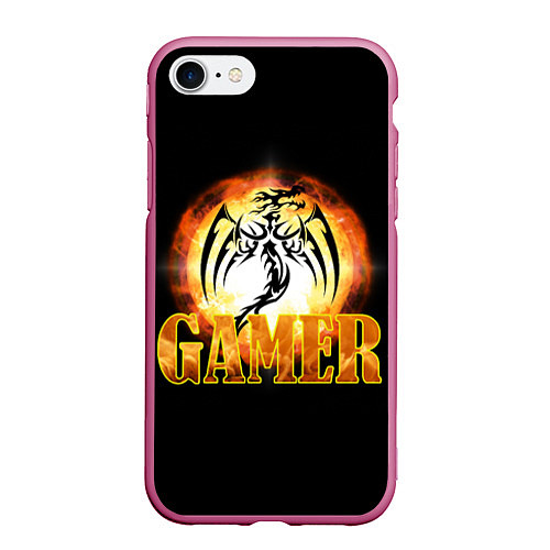 Чехол iPhone 7/8 матовый GAMER Геймер / 3D-Малиновый – фото 1