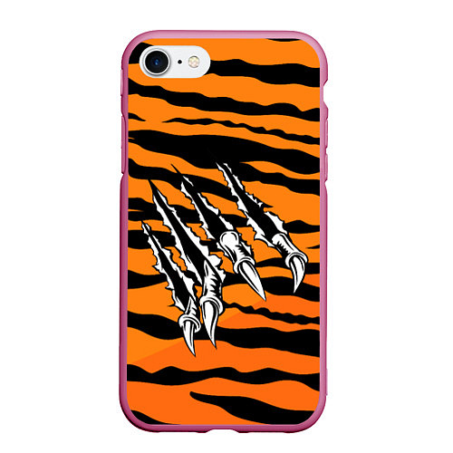 Чехол iPhone 7/8 матовый След от когтей тигра / 3D-Малиновый – фото 1