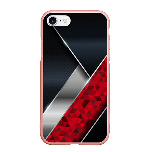 Чехол iPhone 7/8 матовый 3D BLACK AND RED METAL / 3D-Светло-розовый – фото 1