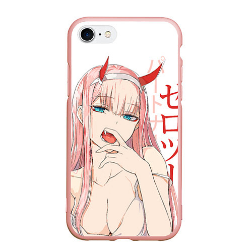 Чехол iPhone 7/8 матовый Darling in the Franxx Zero Two / 3D-Светло-розовый – фото 1