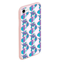 Чехол iPhone 7/8 матовый Пони узор, цвет: 3D-светло-розовый — фото 2