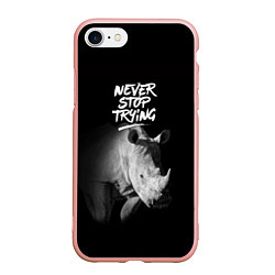 Чехол iPhone 7/8 матовый Nnever stop trying, цвет: 3D-светло-розовый