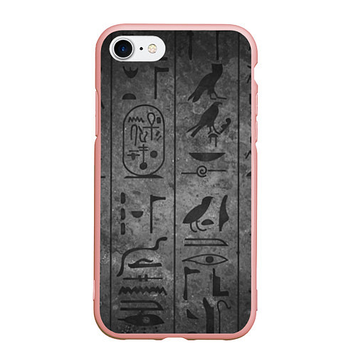 Чехол iPhone 7/8 матовый Египетские Иероглифы 3D / 3D-Светло-розовый – фото 1
