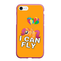 Чехол iPhone 7/8 матовый Я могу летать, цвет: 3D-малиновый