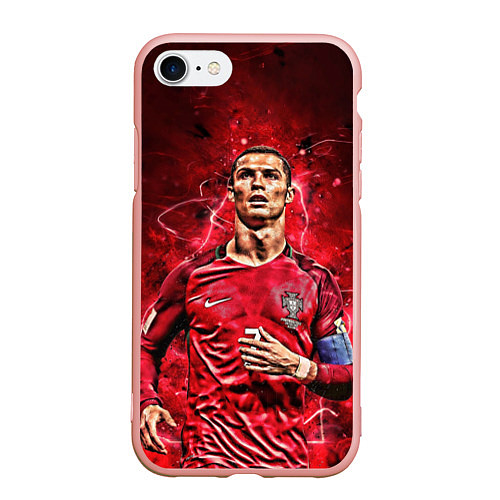 Чехол iPhone 7/8 матовый Cristiano Ronaldo Portugal / 3D-Светло-розовый – фото 1