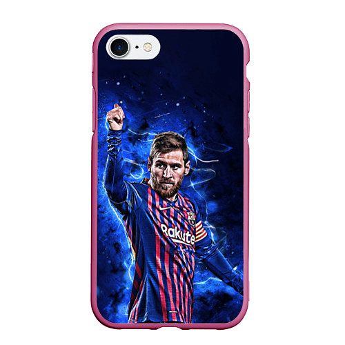 Чехол iPhone 7/8 матовый Lionel Messi Barcelona 10 / 3D-Малиновый – фото 1