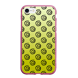 Чехол iPhone 7/8 матовый Узор спиральки на желтом фоне, цвет: 3D-малиновый