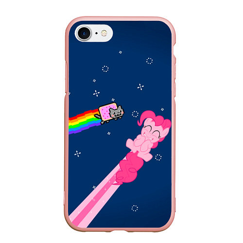 Чехол iPhone 7/8 матовый Nyan cat x Pony / 3D-Светло-розовый – фото 1