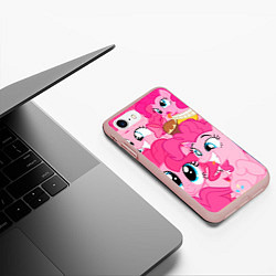 Чехол iPhone 7/8 матовый Pinkie Pie pattern, цвет: 3D-светло-розовый — фото 2