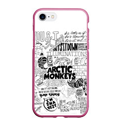 Чехол iPhone 7/8 матовый Arctic Monkeys, цвет: 3D-малиновый
