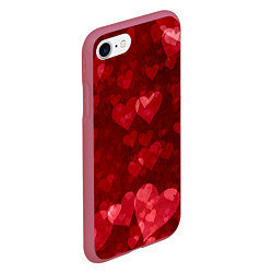 Чехол iPhone 7/8 матовый СЕРДЕЧКИ HEARTS Z, цвет: 3D-малиновый — фото 2
