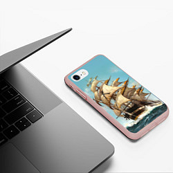 Чехол iPhone 7/8 матовый Парусник, цвет: 3D-светло-розовый — фото 2
