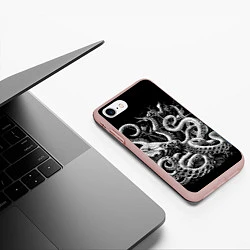 Чехол iPhone 7/8 матовый Кракен Монстр, цвет: 3D-светло-розовый — фото 2