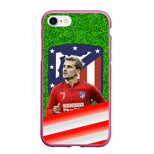 Чехол iPhone 7/8 матовый Антуан Гризманн Antoine Griezmann спина Z / 3D-Малиновый – фото 1