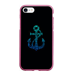 Чехол iPhone 7/8 матовый Navy Anchor, цвет: 3D-малиновый