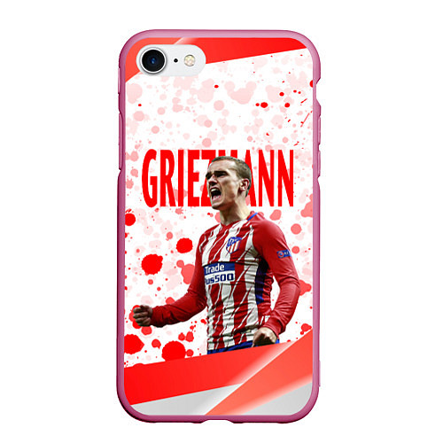 Чехол iPhone 7/8 матовый Антуан Гризманн Antoine Griezmann спина Z / 3D-Малиновый – фото 1