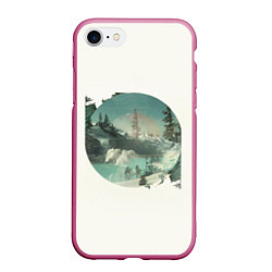 Чехол iPhone 7/8 матовый Необычное окно, цвет: 3D-малиновый