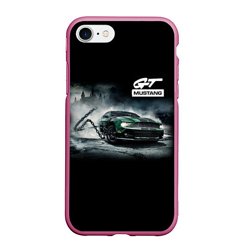 Чехол iPhone 7/8 матовый Ford mustang / 3D-Малиновый – фото 1
