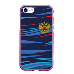Чехол iPhone 7/8 матовый РОССИЯ RUSSIA UNIFORM, цвет: 3D-малиновый