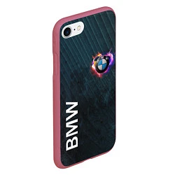 Чехол iPhone 7/8 матовый BMW Heart Grooved Texture, цвет: 3D-малиновый — фото 2