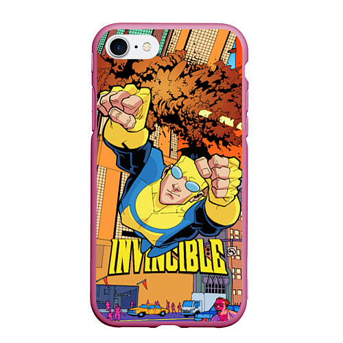 Чехол iPhone 7/8 матовый Неуязвимый Invincible / 3D-Малиновый – фото 1