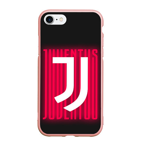 Чехол iPhone 7/8 матовый JUVENTUS ЮВЕНТУС НЕОН / 3D-Светло-розовый – фото 1