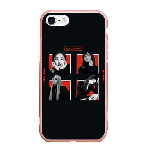 Чехол iPhone 7/8 матовый BLACKPINK Red and black / 3D-Светло-розовый – фото 1