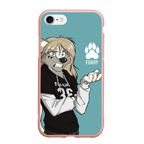 Чехол iPhone 7/8 матовый Furry wolf / 3D-Светло-розовый – фото 1