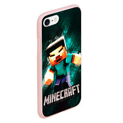 Чехол iPhone 7/8 матовый MINECRAFT, цвет: 3D-светло-розовый — фото 2