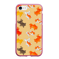 Чехол iPhone 7/8 матовый Рыбки, цвет: 3D-малиновый