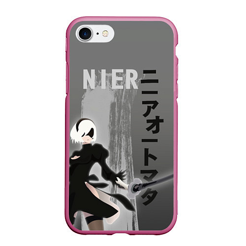 Чехол iPhone 7/8 матовый Nier / 3D-Малиновый – фото 1