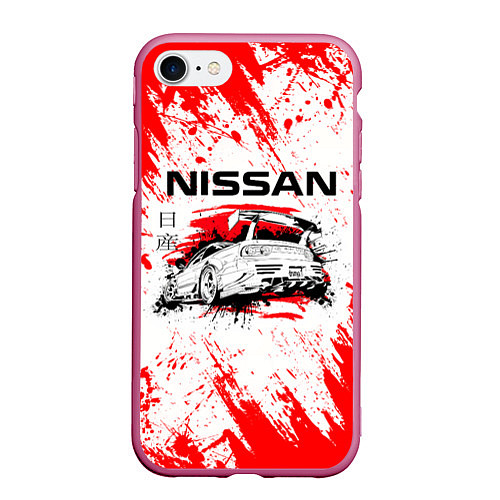 Чехол iPhone 7/8 матовый Nissan / 3D-Малиновый – фото 1