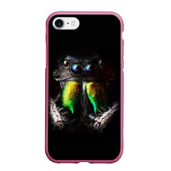 Чехол iPhone 7/8 матовый ПАУК МАКРО СЪЕМКА, цвет: 3D-малиновый
