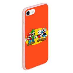 Чехол iPhone 7/8 матовый CupHead x Mario, цвет: 3D-светло-розовый — фото 2
