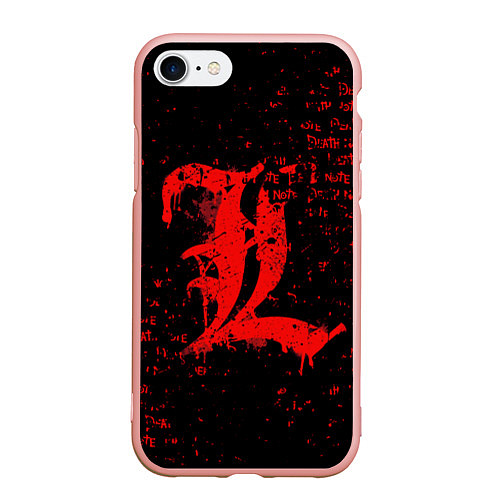 Чехол iPhone 7/8 матовый Тетрадь смерти Логотип red / 3D-Светло-розовый – фото 1