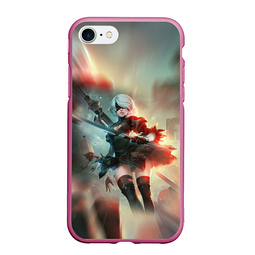 Чехол iPhone 7/8 матовый 2B Nier Automata Z / 3D-Малиновый – фото 1