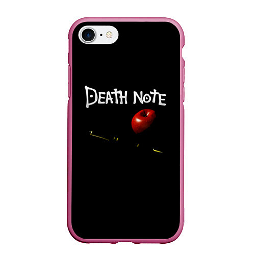 Чехол iPhone 7/8 матовый Death Note яблоко и ручка / 3D-Малиновый – фото 1