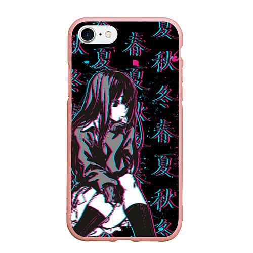 Чехол iPhone 7/8 матовый Sad Anime Girl / 3D-Светло-розовый – фото 1