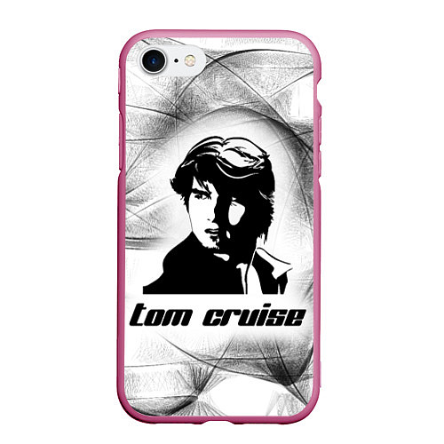 Чехол iPhone 7/8 матовый Tom Cruise famous actor / 3D-Малиновый – фото 1