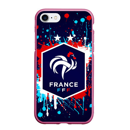 Чехол iPhone 7/8 матовый Сборная Франции / 3D-Малиновый – фото 1