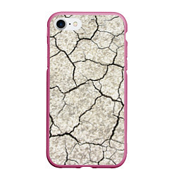 Чехол iPhone 7/8 матовый Трещины на земле, цвет: 3D-малиновый