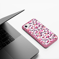 Чехол iPhone 7/8 матовый Геометрический розовый, цвет: 3D-малиновый — фото 2
