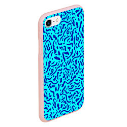 Чехол iPhone 7/8 матовый Неоновые синие узоры, цвет: 3D-светло-розовый — фото 2